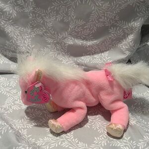 Ty Pink and White Plush Pony Stuffed Animal